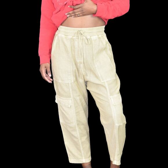 Anthropologie Daily Practice Evergreen Pants Tan Cargo Baggy High Waist Size XS - Picture 10 of 16